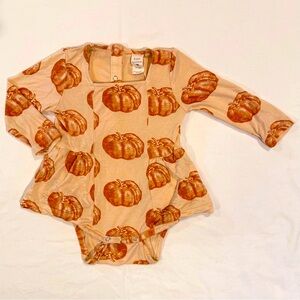 Kate Quinn Pumpkins Ballerina Bubble Girls 6-12M Bamboo Long Sleeves Romper Fall